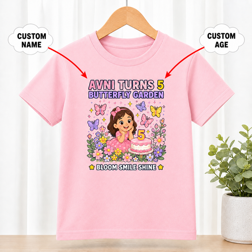 Birthday Butterfly Garden Pink T-Shirt