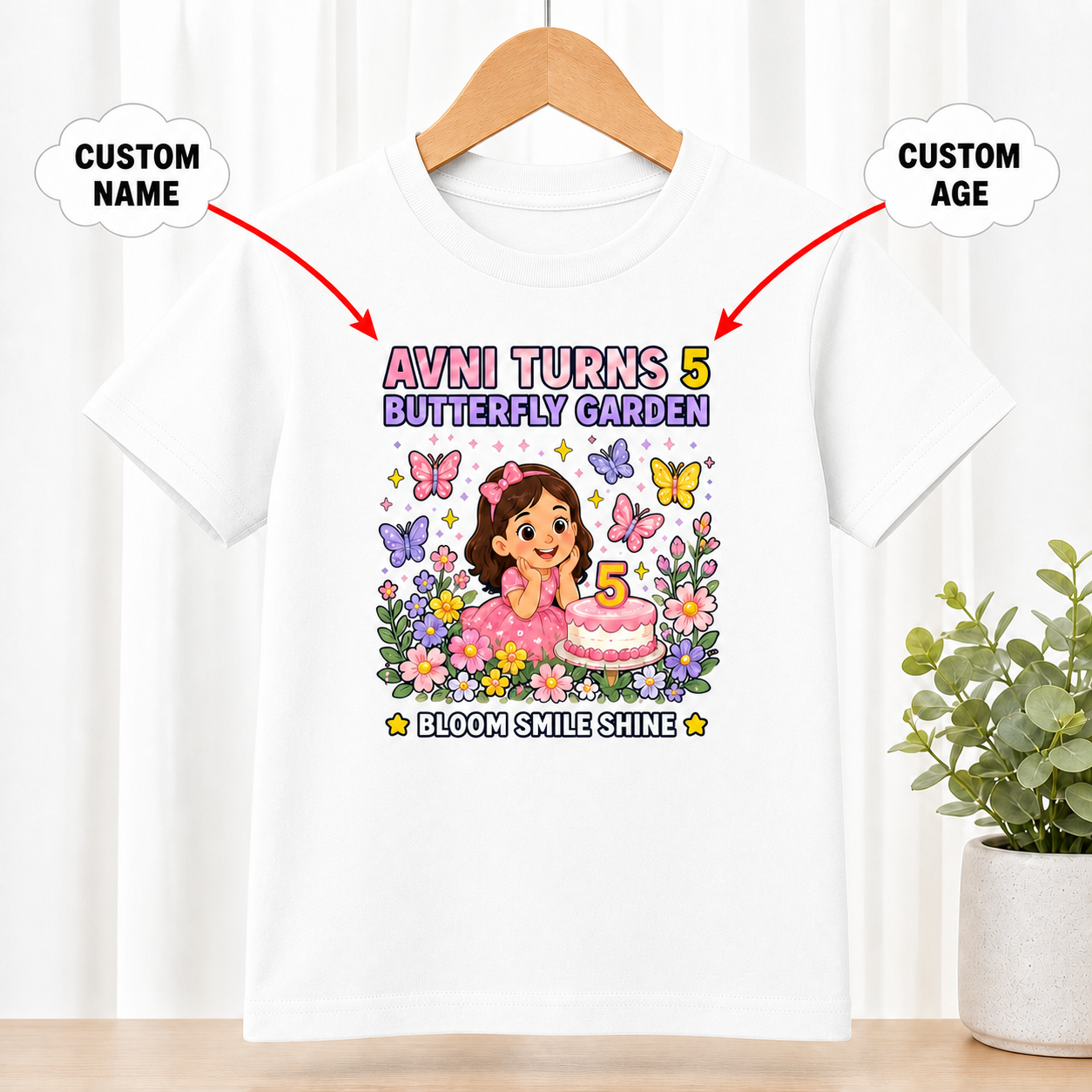 Birthday Butterfly Garden White T-Shirt