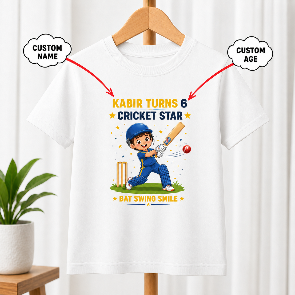 Birthday Cricket Star White T-Shirt