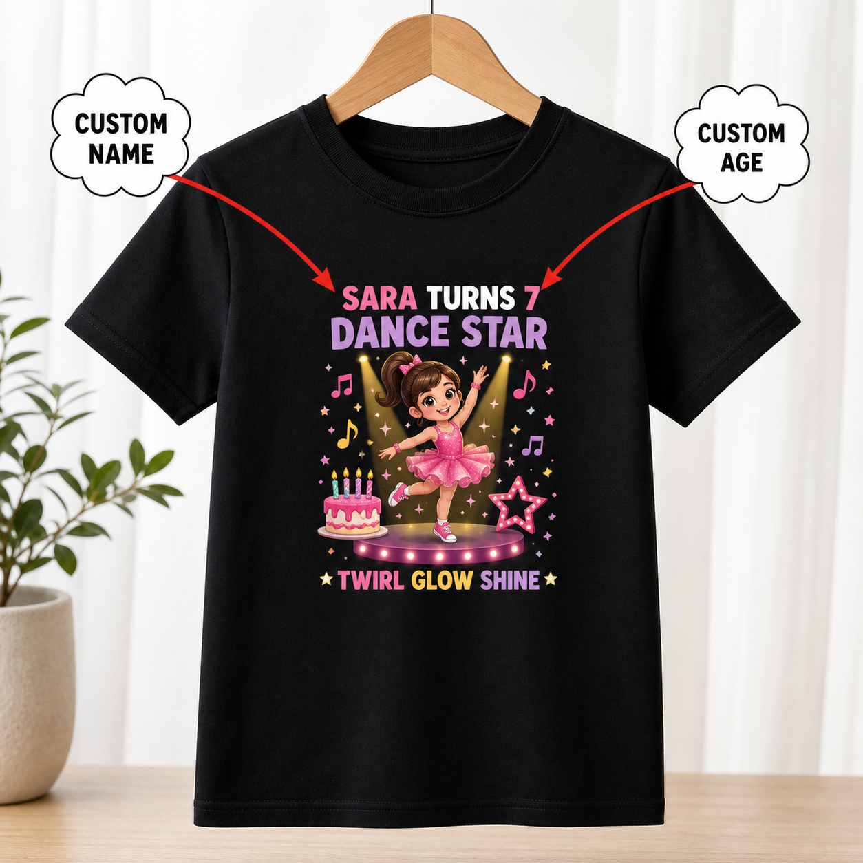 Birthday Dance Star Black T-Shirt