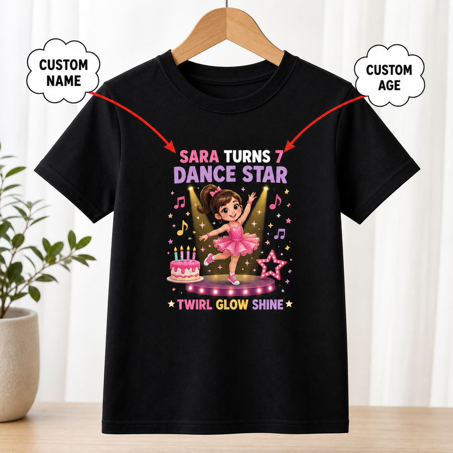 Birthday Dance Star Black T-Shirt
