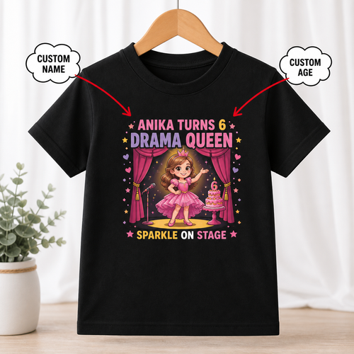 Birthday Drama Queen Black T-Shirt