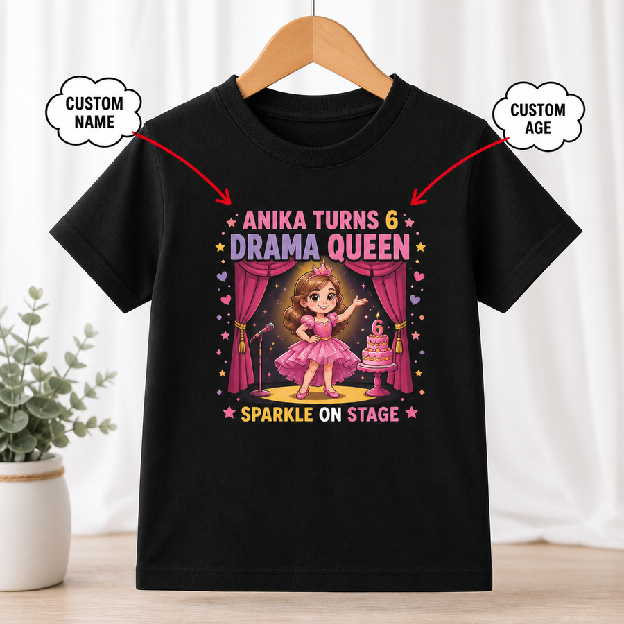 Birthday Drama Queen Black T-Shirt