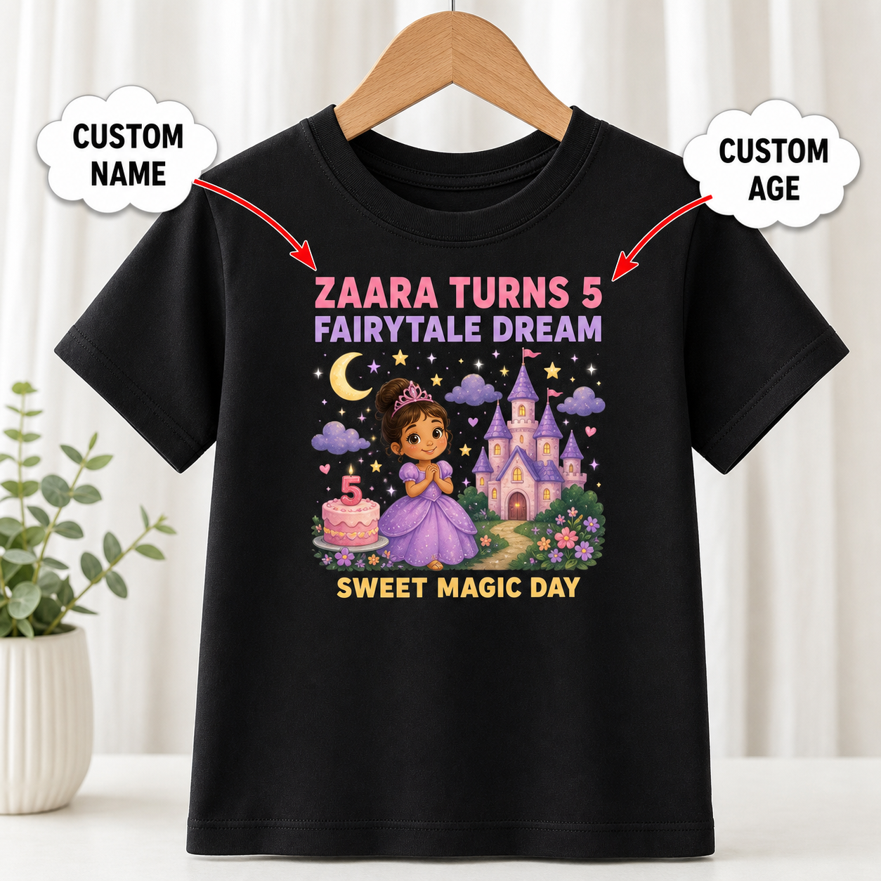 Birthday Fairytale Dream Black T-Shirt