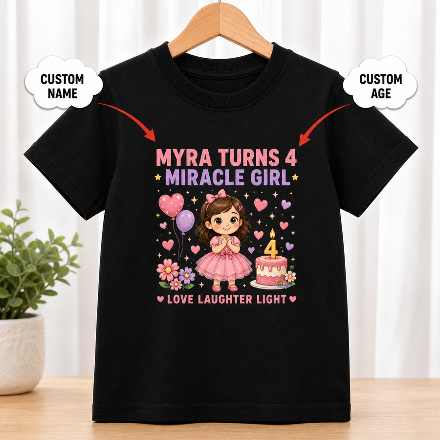 Birthday Miracle Girl Black T-Shirt