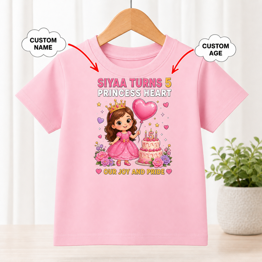 Birthday Princess Heart Pink T-Shirt