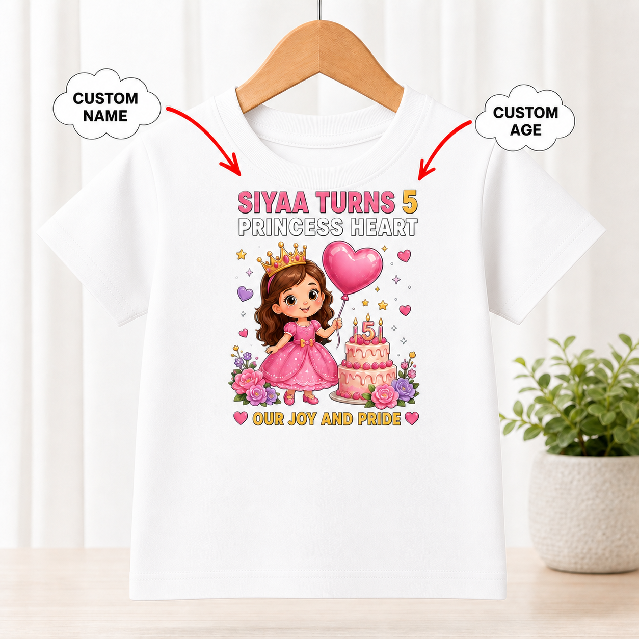 Birthday Princess Heart White T-Shirt