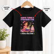 Birthday Storybook Star Black T-Shirt