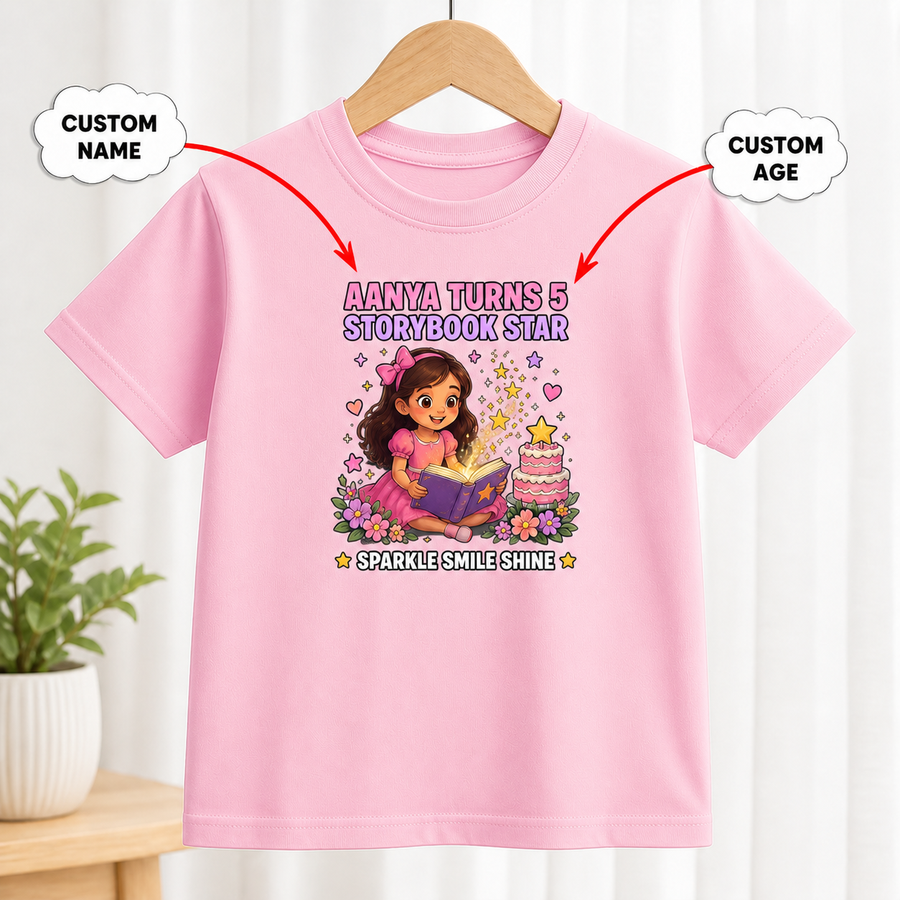 Birthday Storybook Star Pink T-Shirt