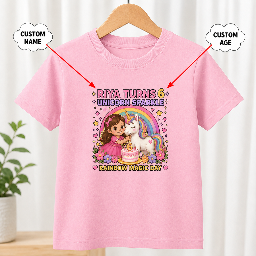 Birthday Unicorn Sparkle Pink T-Shirt