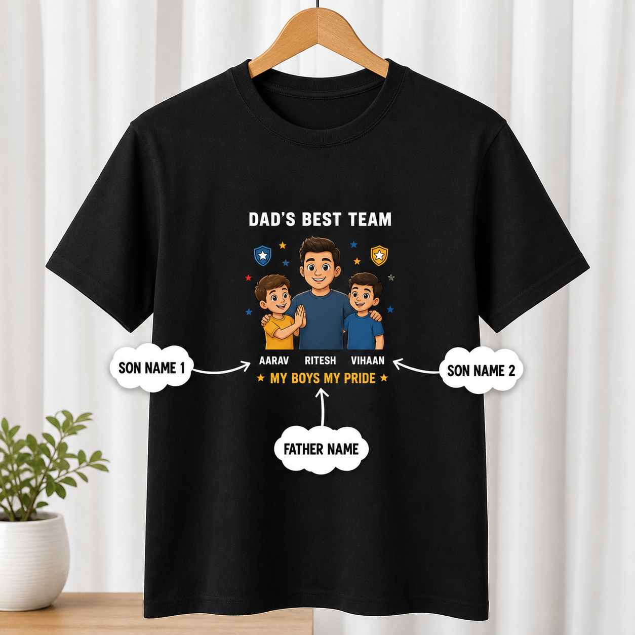 Dad's Best Team Black T-Shirt