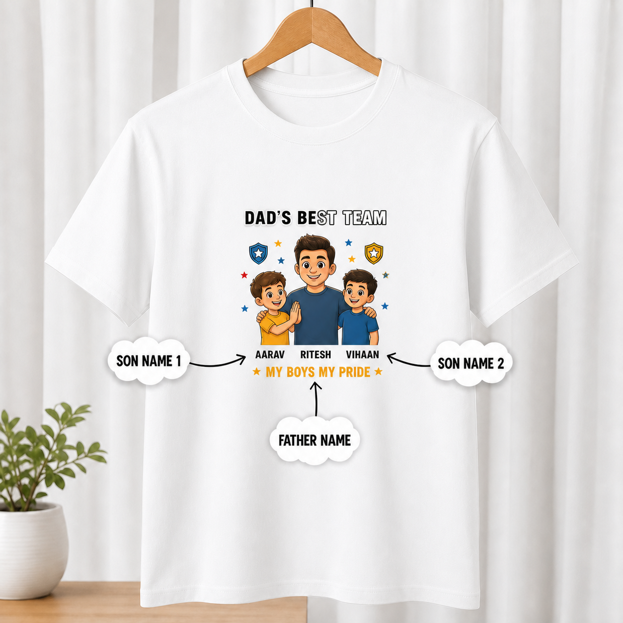 Dad's Best Team White T-Shirt
