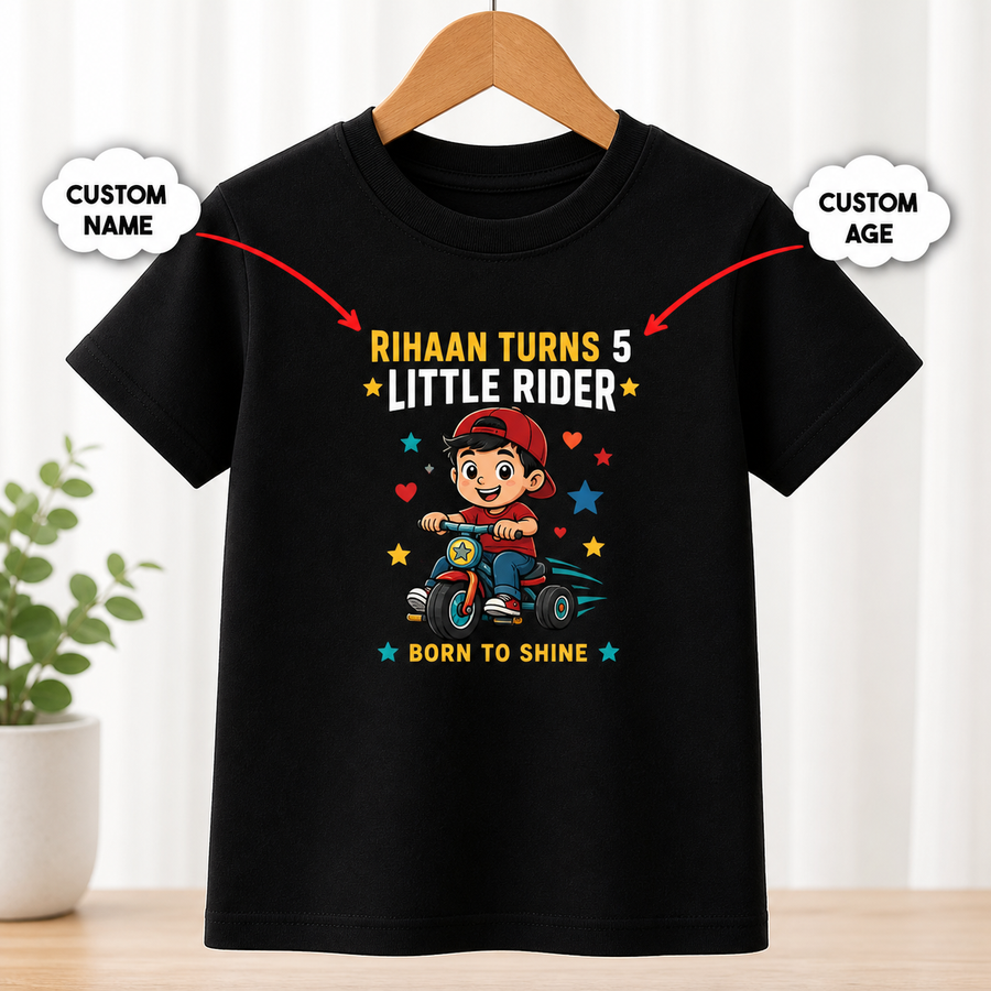 Happy Birthday Little Rider Black T-Shirt