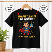 Our Birthday Superhero Black T-Shirt