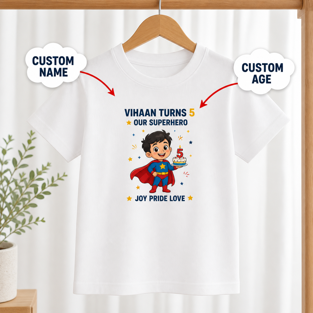 Our Birthday Superhero White T-Shirt