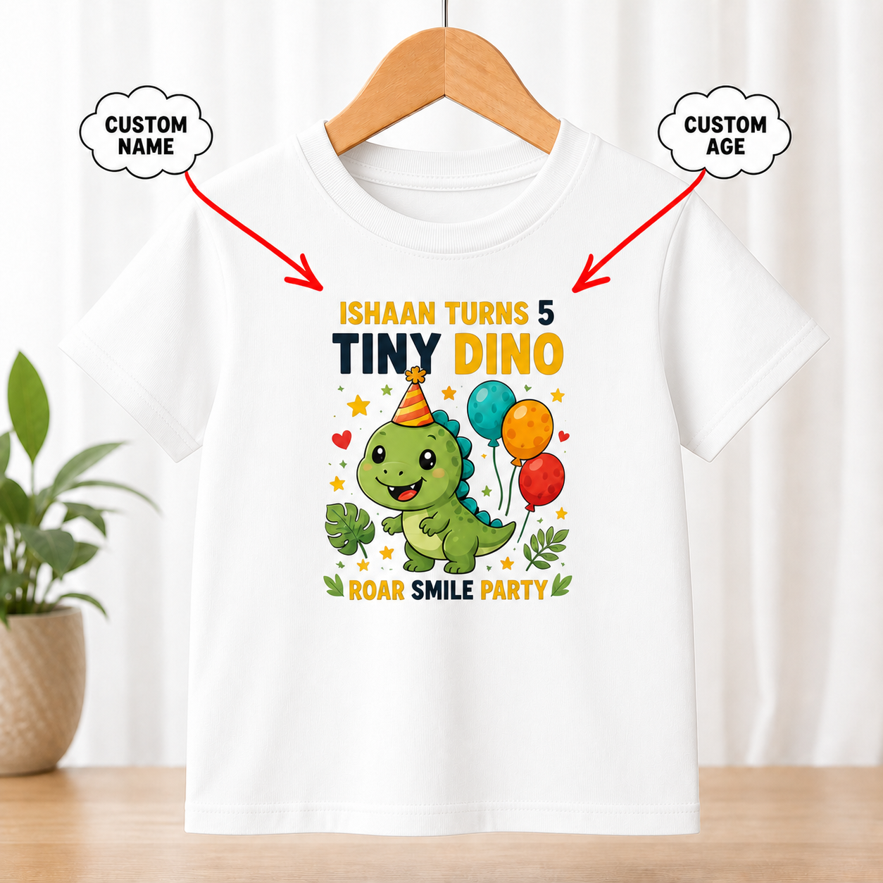 Tiny Dino Birthday White T-Shirt